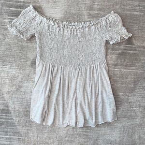 stretchy white off the shoulder top